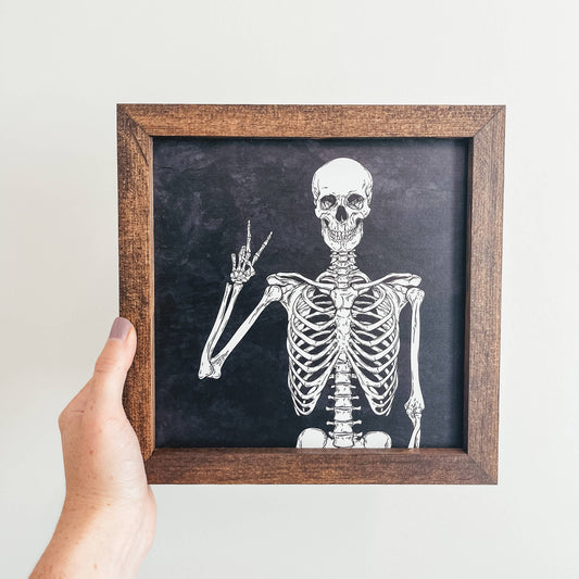 Skeleton Framed Wood Sign