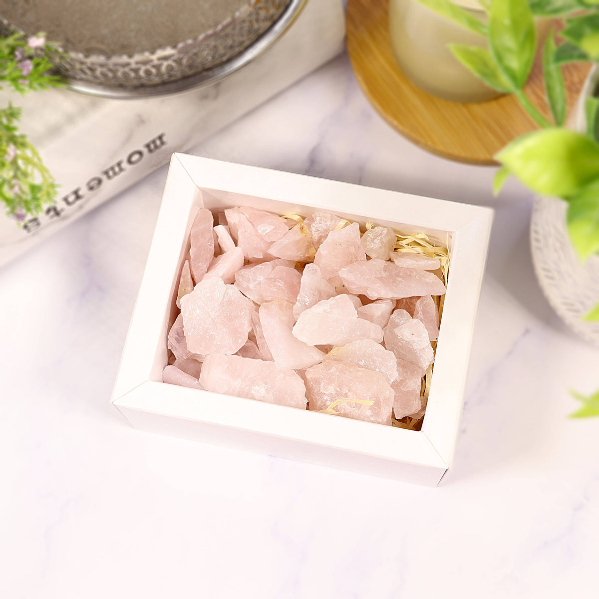 Rose Quartz Gravel Gem Box - Rose Quartz Crystal