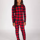 Kids Cotton Pajama Set in Red Buffalo Plaid