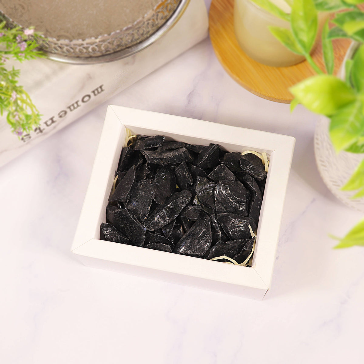 Black Obsidian Gravel Gem Box - Black Obsidian Crystal