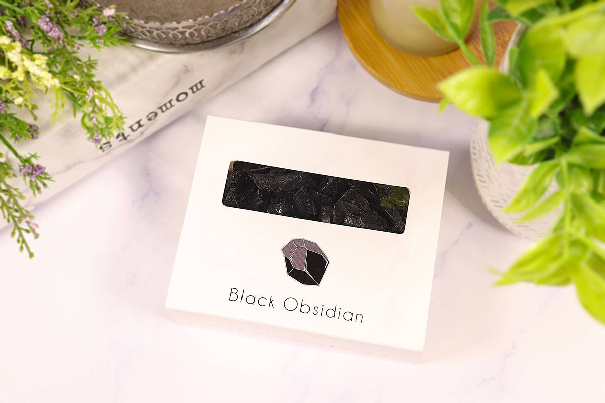 Black Obsidian Gravel Gem Box - Black Obsidian Crystal