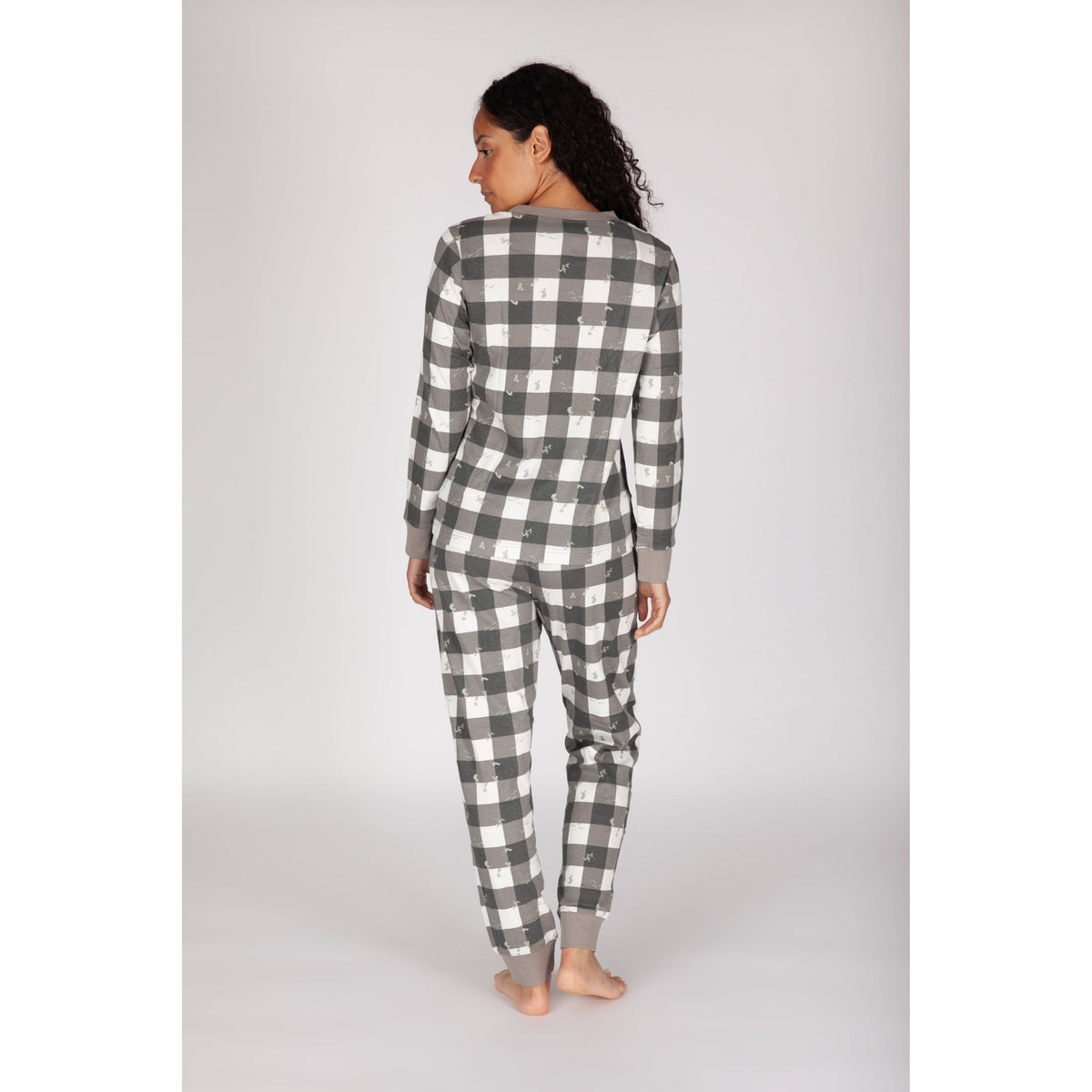Women's Cotton Pajama Set in Lazy Bird Plaid