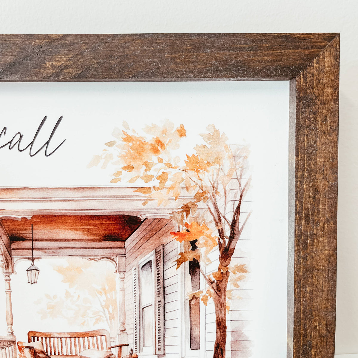 Hello Fall Framed Wood Sign