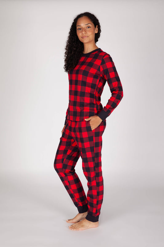 Women's Cotton Pajama Set in Red Buffalo Plaid