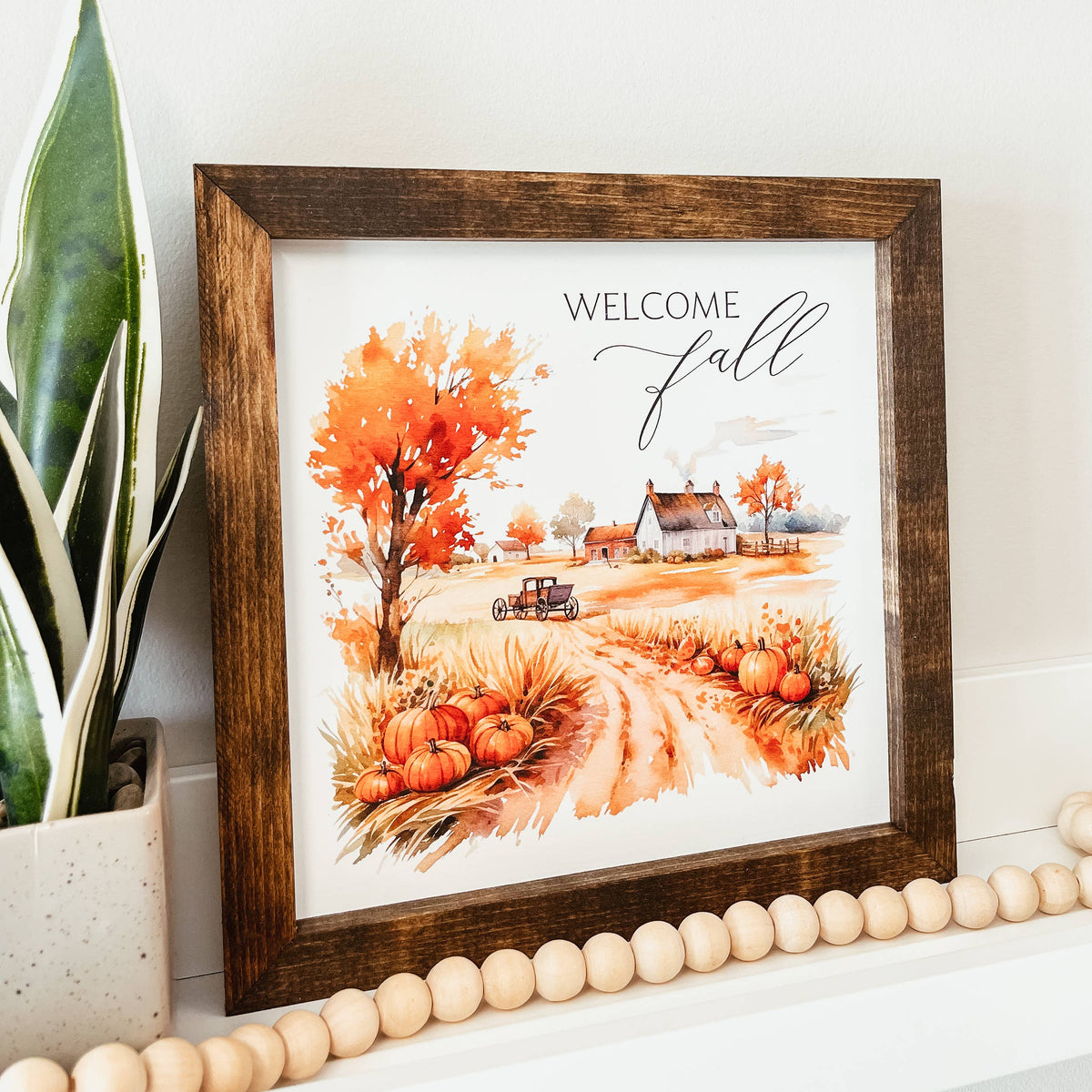 Welcome Fall Framed Wood Sign