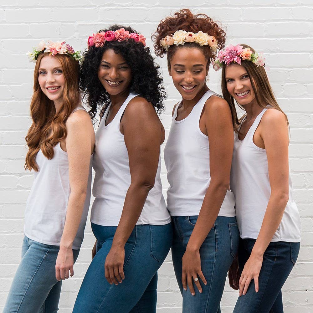 Bridal Party Flower Crown Wreath - Light Pink Dahlia Medley