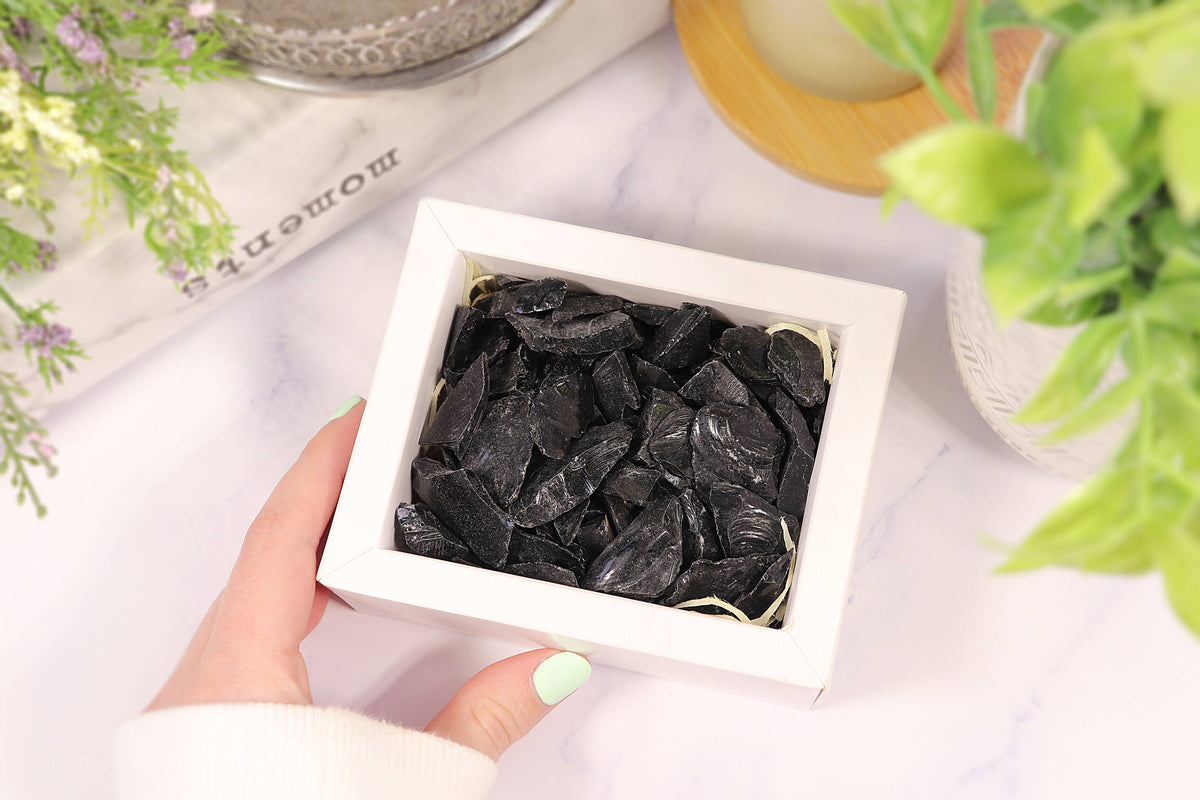 Black Obsidian Gravel Gem Box - Black Obsidian Crystal