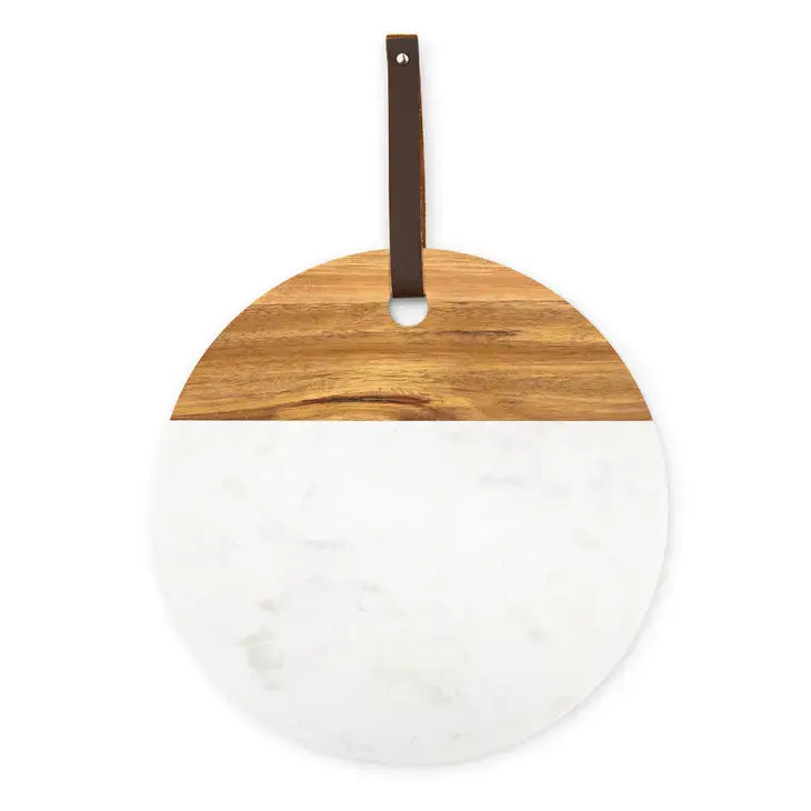 Round Marble & Wood Serving Board