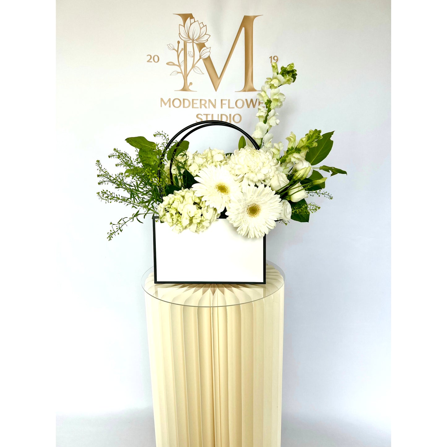 Wonderful in White Flower Bag - MODERN FLOWER STUDIO